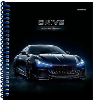 ЗАПИСНАЯ КНИЖКА А6 80л. ЧЁРНЫЙ АВТОМОБИЛЬ - 18 (ЗК80-0754) цветная спираль