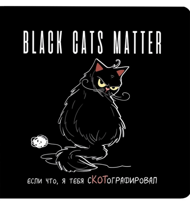 Блокнот 130х130 мм, 32л, Black Cats Matter 'Если что я тебя сКОТографировал', 978-5-00141-926-6