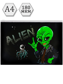 Папка-конверт на молнии 'Проф-Пресс', 180 мкм, STRANGER, ПК-3041