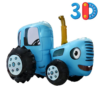 Шар (28''/71 см) Фигура 3D, Синий Трактор, 1 шт. в уп, 20131